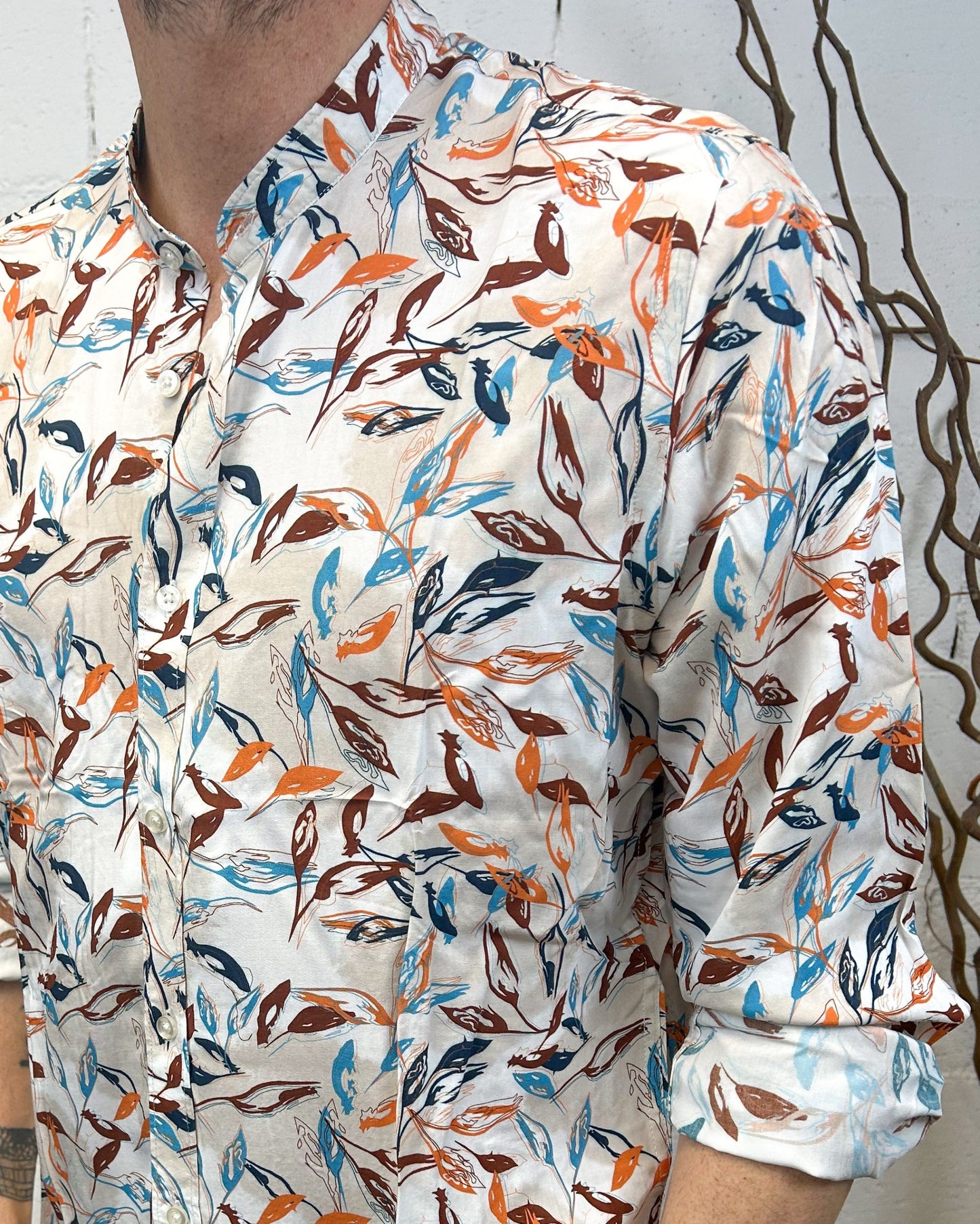 Camicia OVER-D Leaves Viscosa