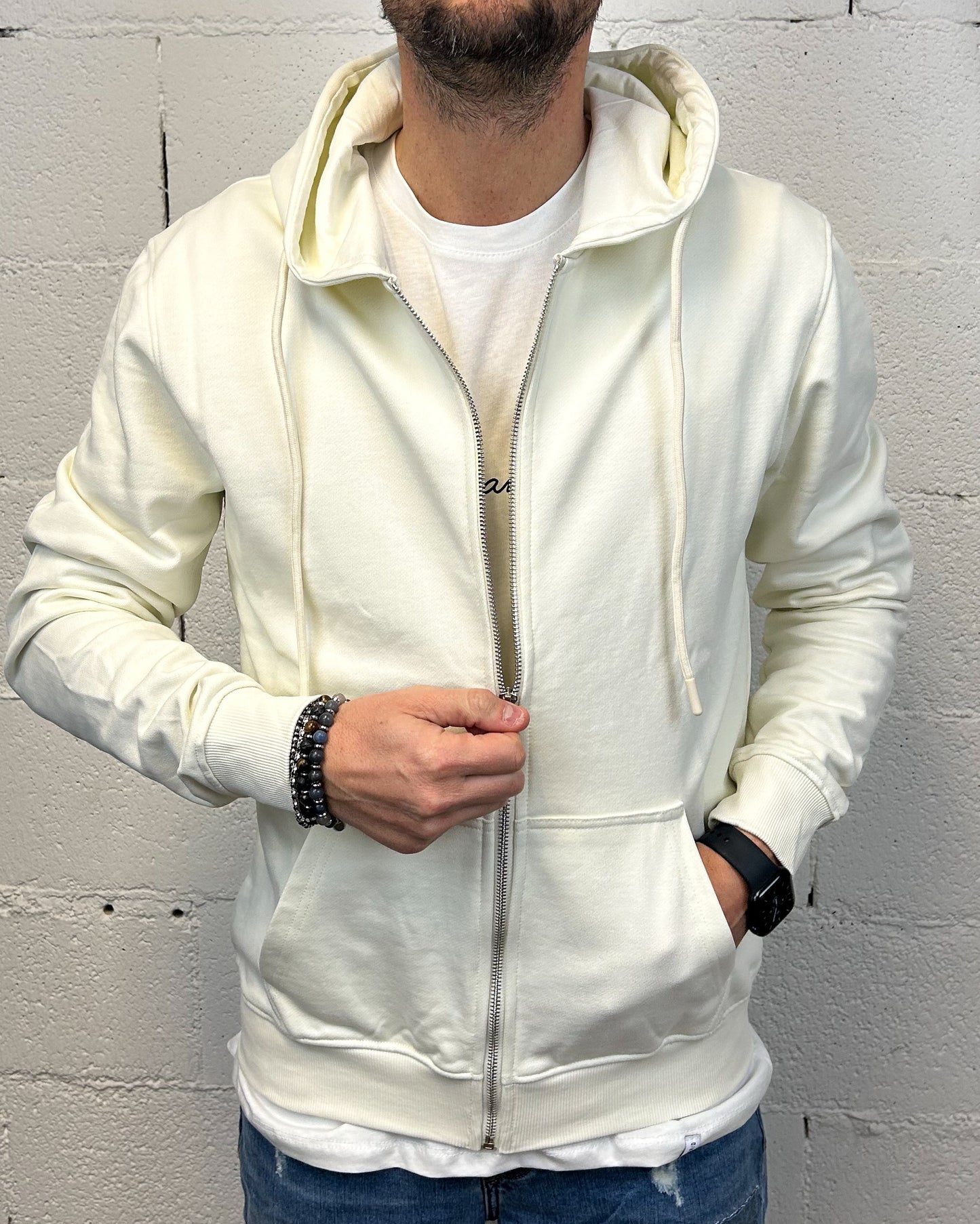 Felpa Full Zip OVER-D Panna