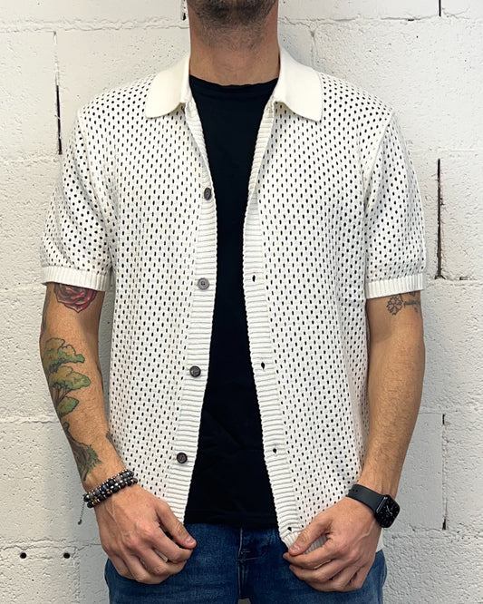 Polo Traforata Bottoni GIANNI LUPO White