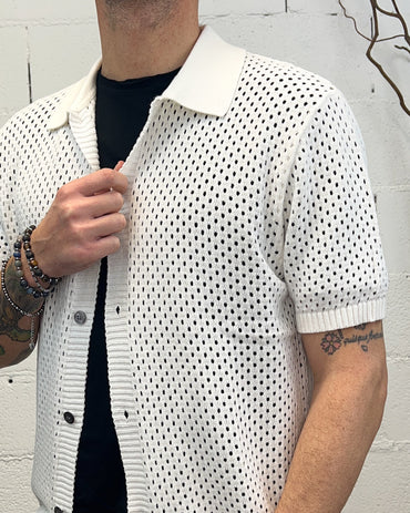 Polo Traforata Bottoni GIANNI LUPO White