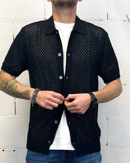 Polo Traforata Bottoni GIANNI LUPO Black