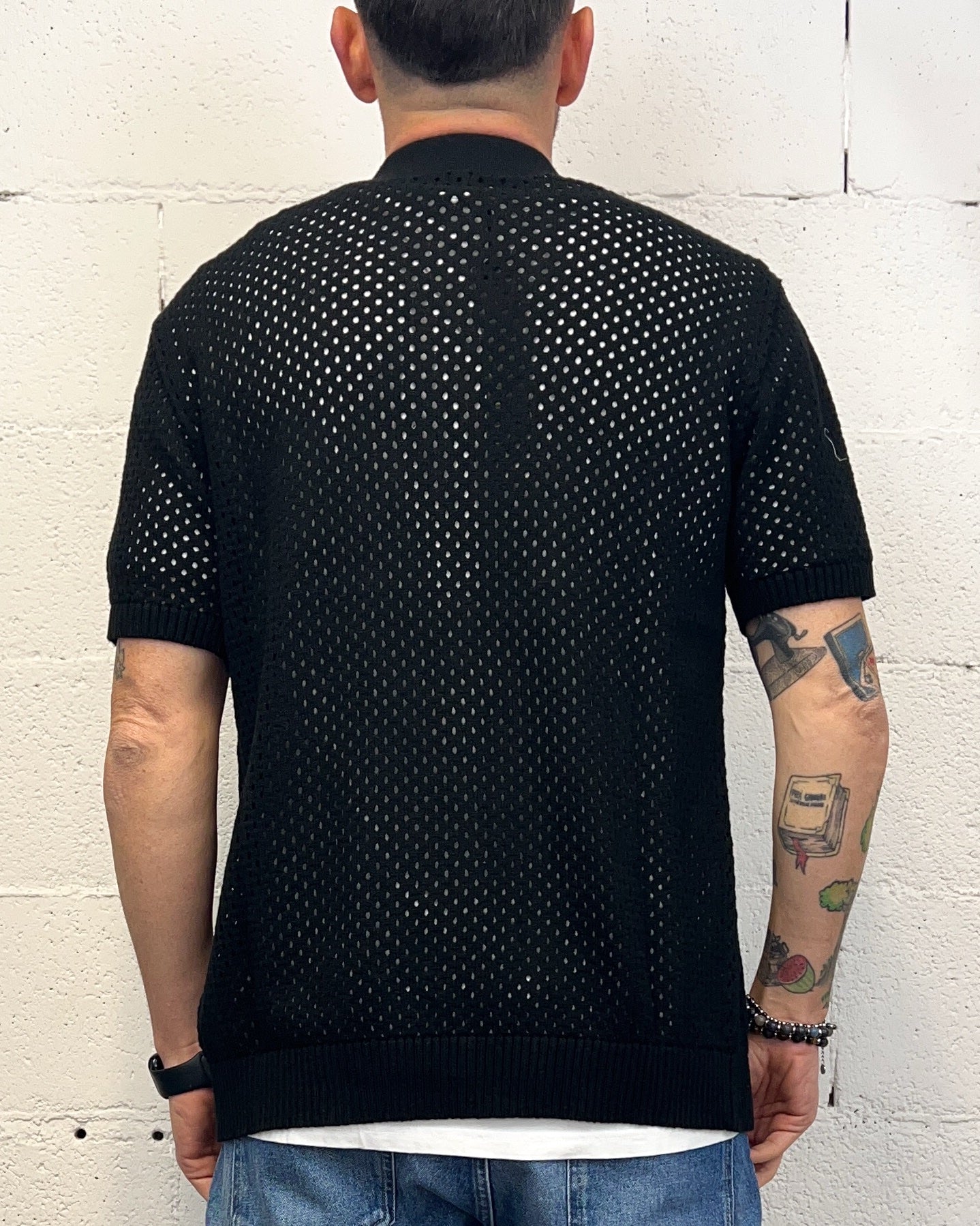 Polo Traforata Bottoni GIANNI LUPO Black
