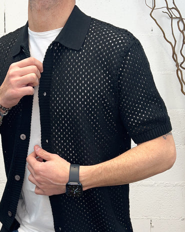 Polo Traforata Bottoni GIANNI LUPO Black
