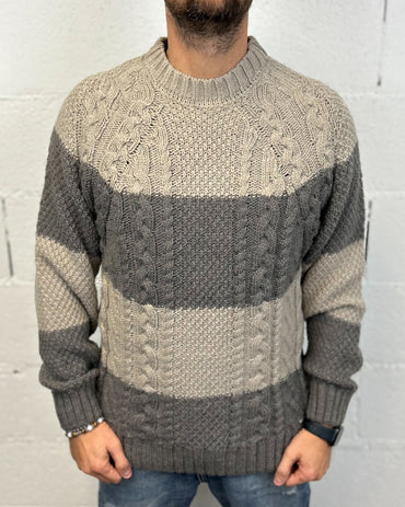 Maglione GIANNI LUPO Trecce Bicolor