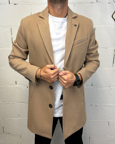 Cappotto GIANNI LUPO Camel Monopetto