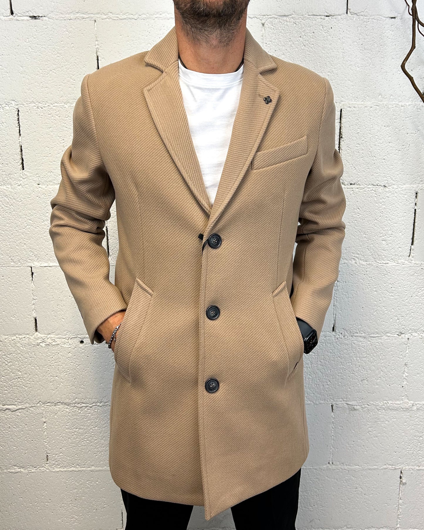 Cappotto GIANNI LUPO Camel Monopetto