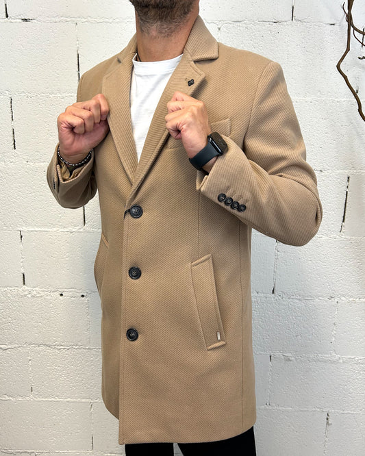 Cappotto GIANNI LUPO Camel Monopetto