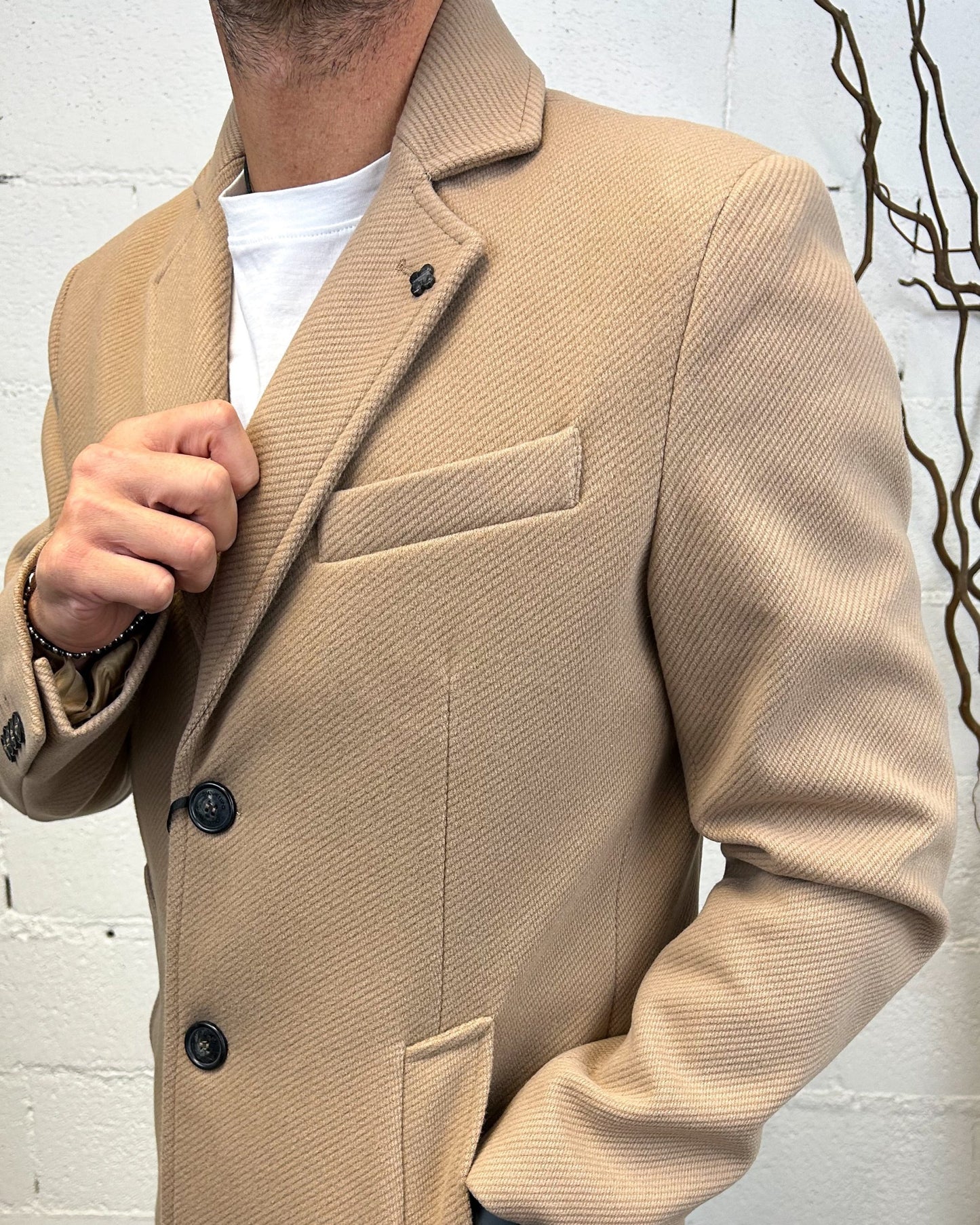 Cappotto GIANNI LUPO Camel Monopetto