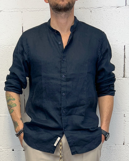 Camicia Lino GIANNI LUPO Coreana DeepBlue