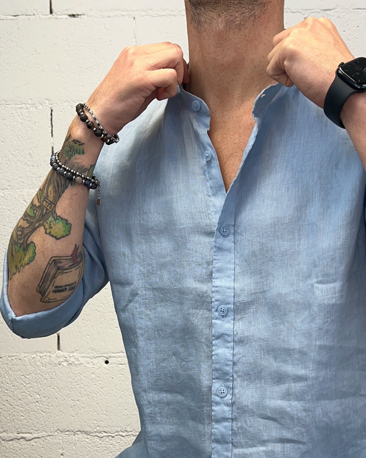 Camicia Lino GIANNI LUPO Coreana Sky
