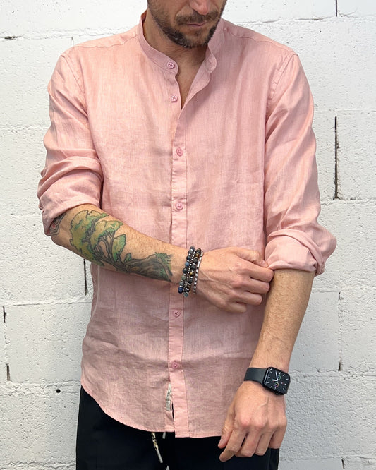 Camicia Lino GIANNI LUPO Coreana Pink