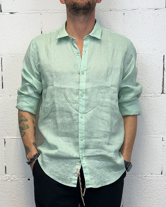 Camicia Lino GIANNI LUPO Francese Menta