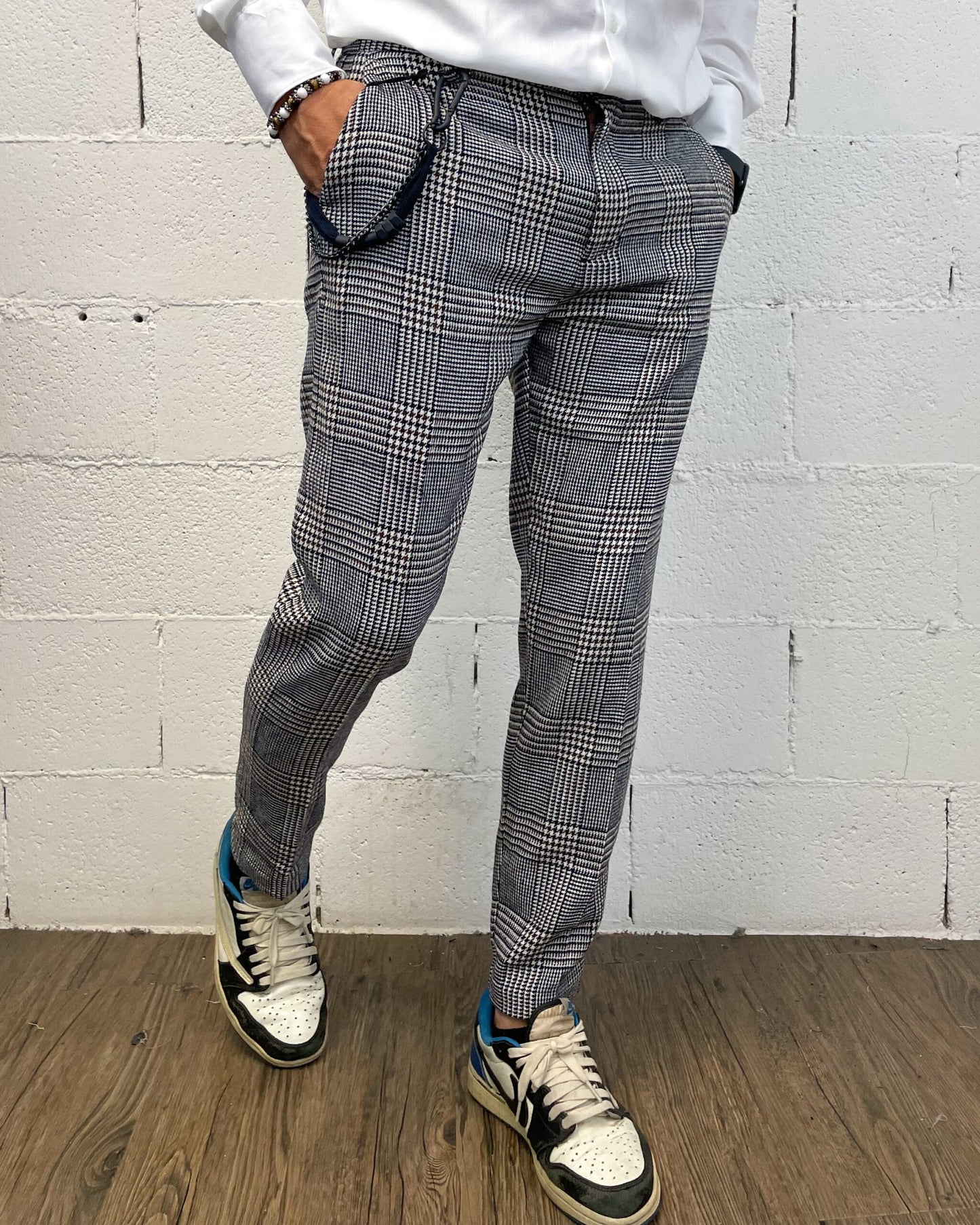 Panta OVER-D Tapared Fit Pied De Poule