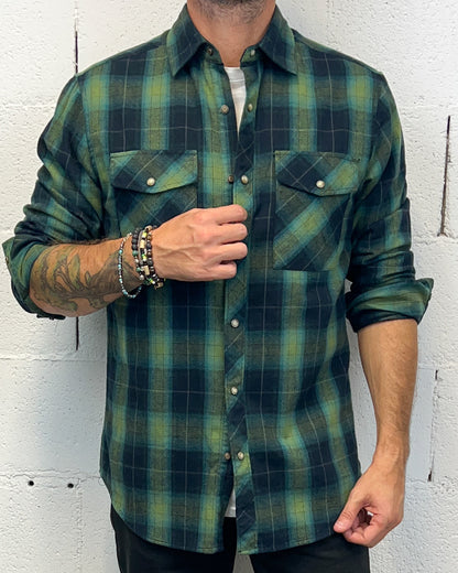 Camicia Forest GIANNI LUPO Bott Madreperla Green