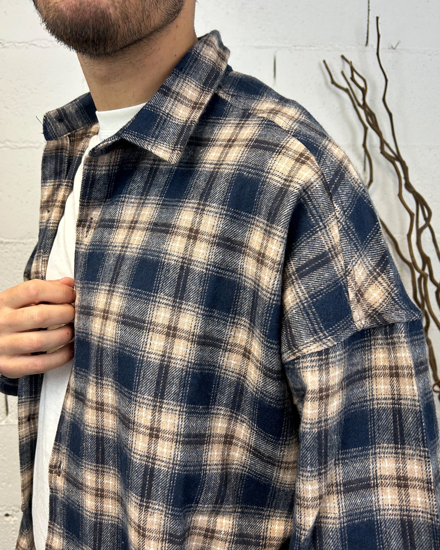 Camicia Flanella DUCA Blue Cropped Oversize