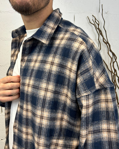 Camicia Flanella DUCA Blue Cropped Oversize