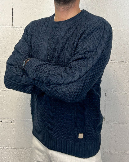 Maglione  GIANNI LUPO trecce Blu Navy