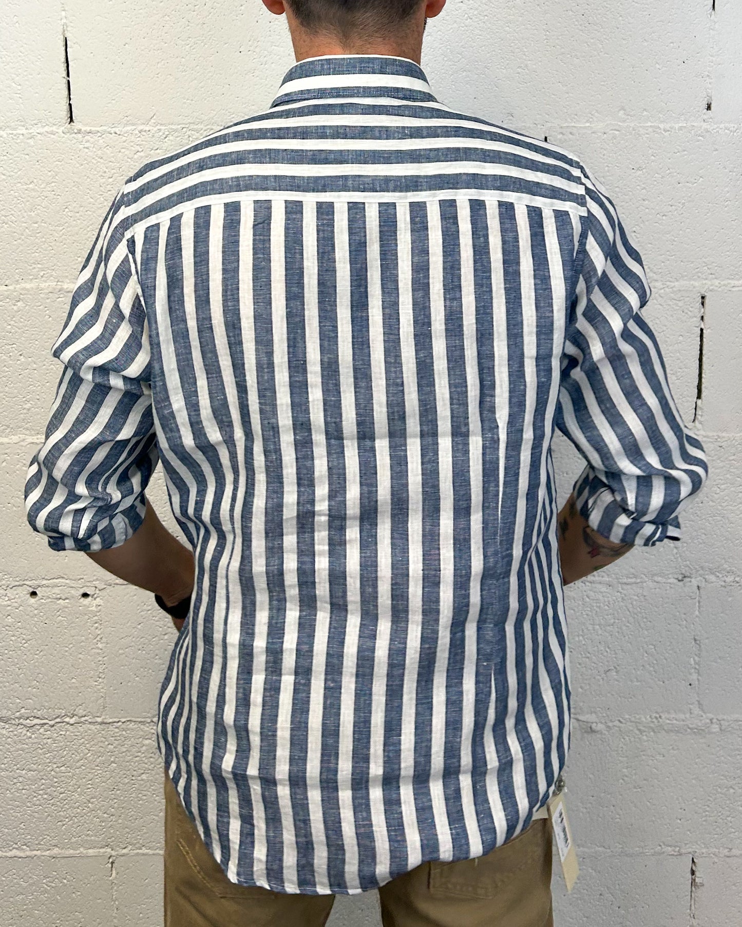 Camicia Lino Rigata GIANNI LUPO Blue