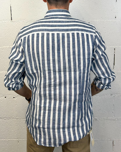 Camicia Lino Rigata GIANNI LUPO Blue