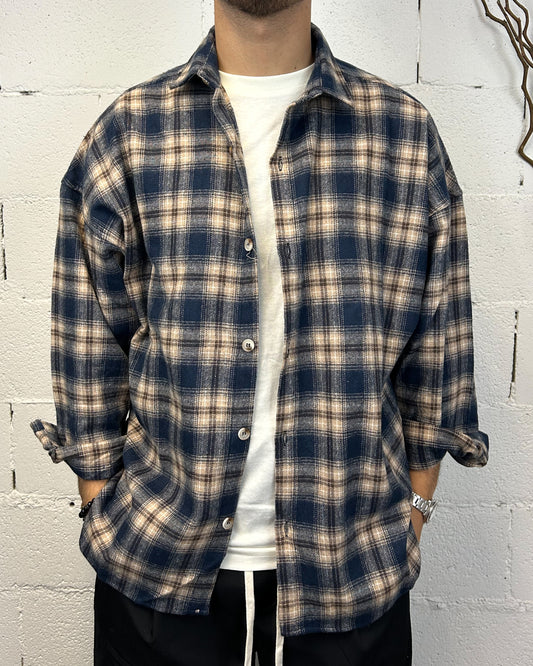 Camicia Flanella DUCA Blue Cropped Oversize