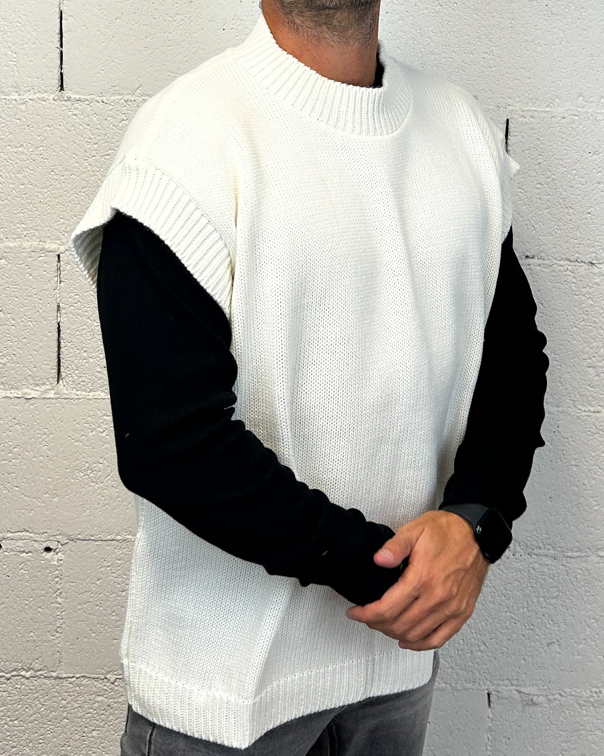 Gilet Collo Lupetto OVER-D Cropped Panna