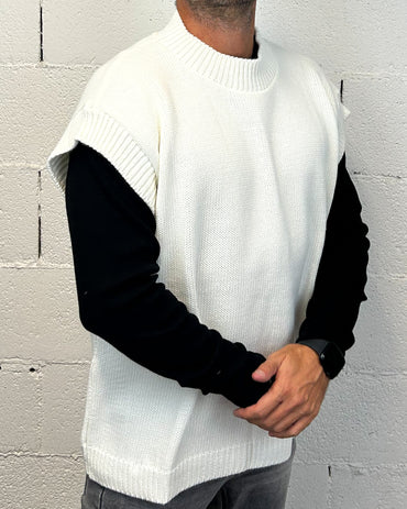 Gilet Collo Lupetto OVER-D Cropped Panna