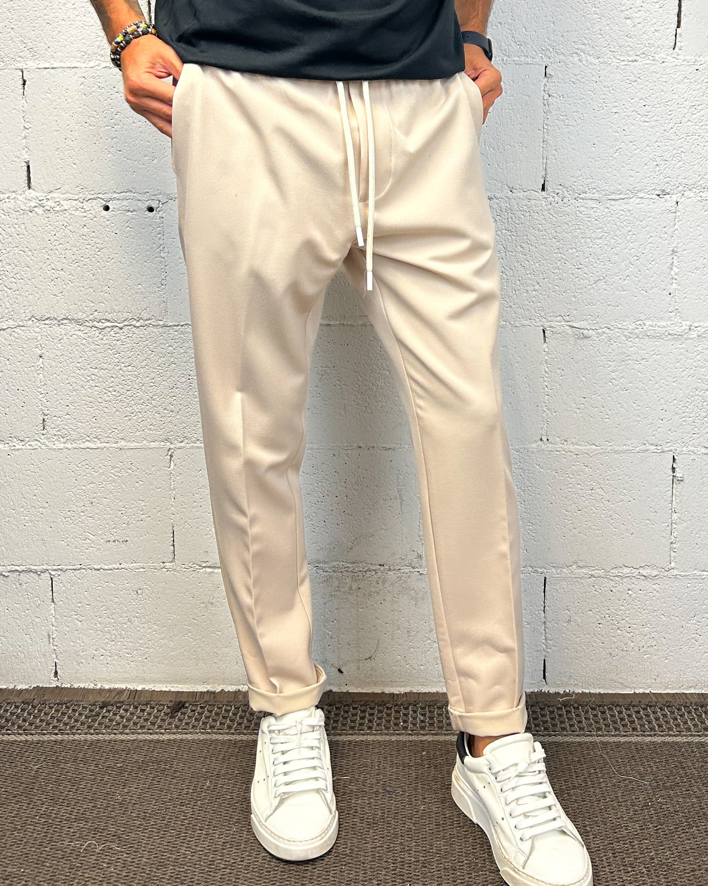 Pantalaccio Slim Fit OVER-D Beige Tasca Filetto