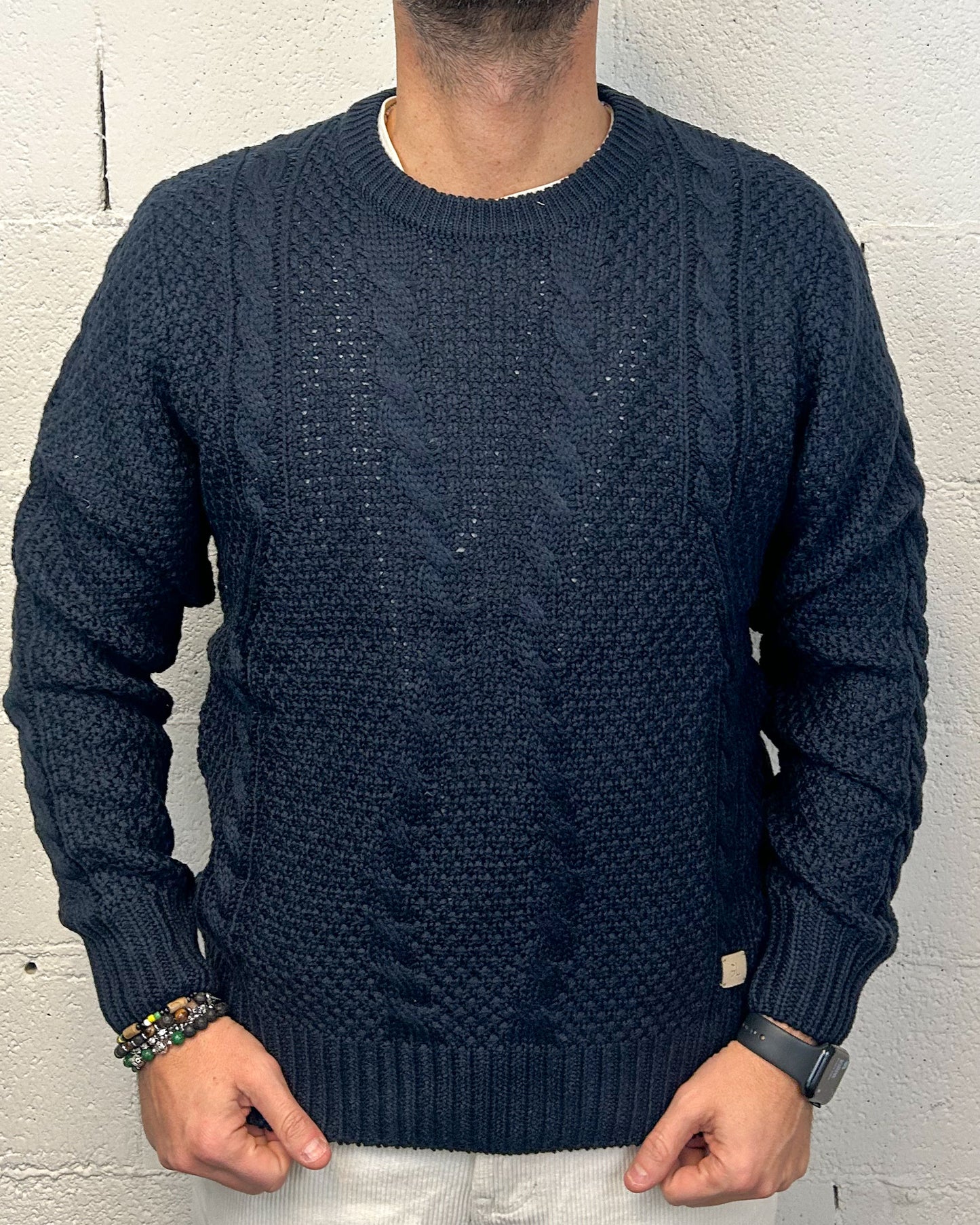 Maglione  GIANNI LUPO trecce Blu Navy