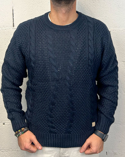 Maglione  GIANNI LUPO trecce Blu Navy