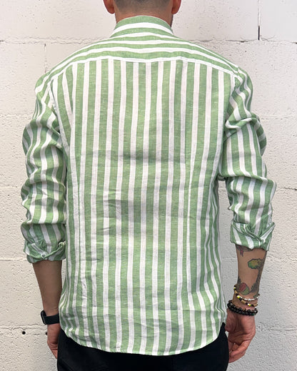 Camicia Lino Rigata GIANNI LUPO Green