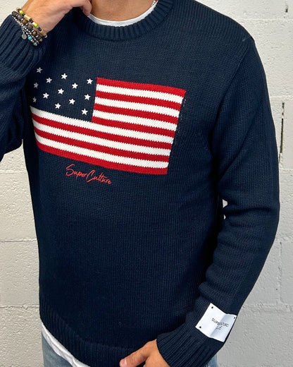 Pullover SUPERCULTURE America Blu