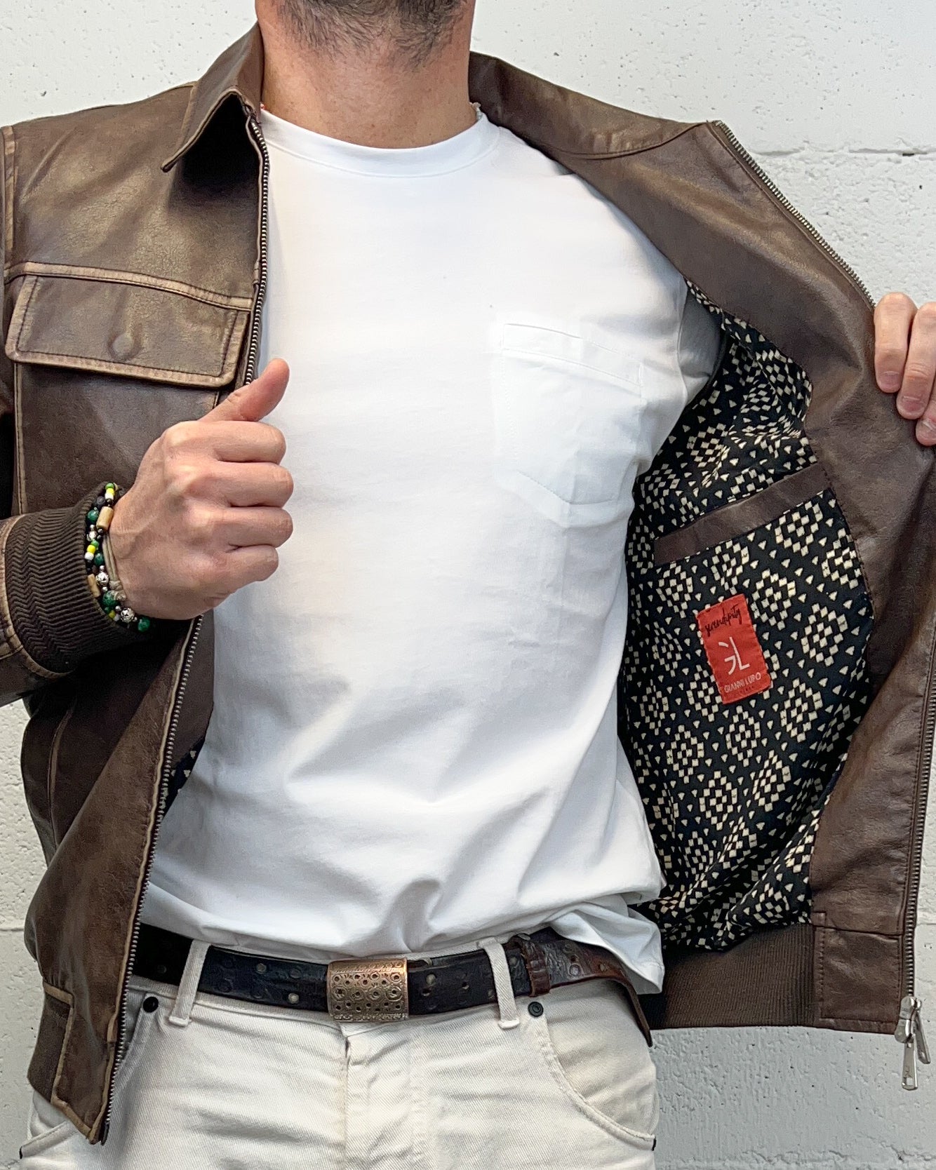 Bomber Ecopelle Invecchiato Moro GIANNI LUPO