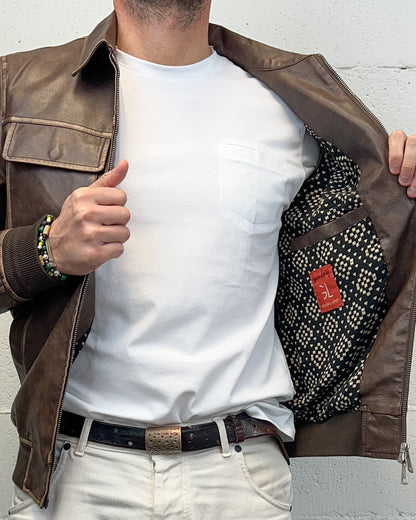 Bomber Ecopelle Invecchiato Moro GIANNI LUPO