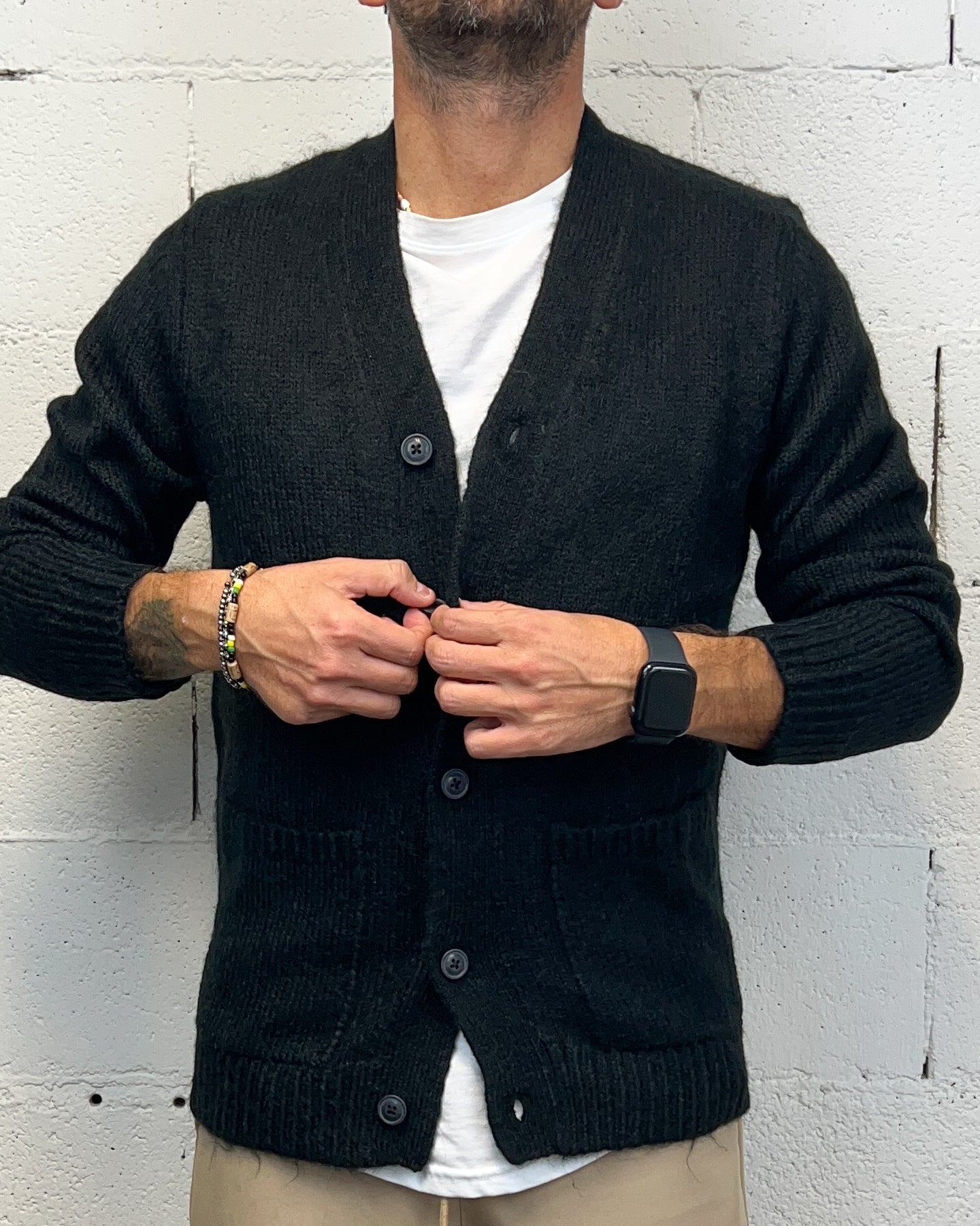 Cardigan Wool OVER-D Nero
