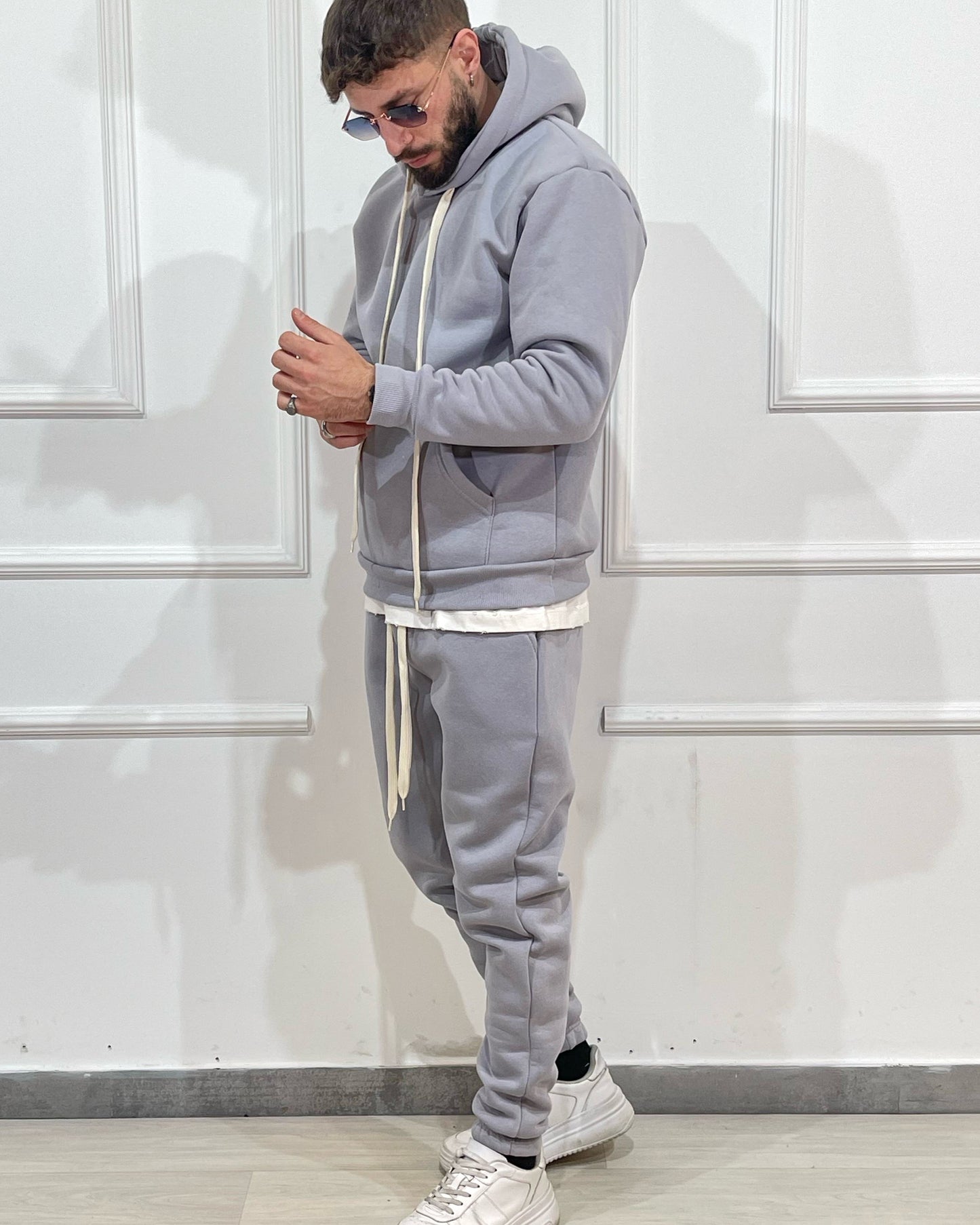 Tuta Completa ONLYONE Felpata Grigio Perla