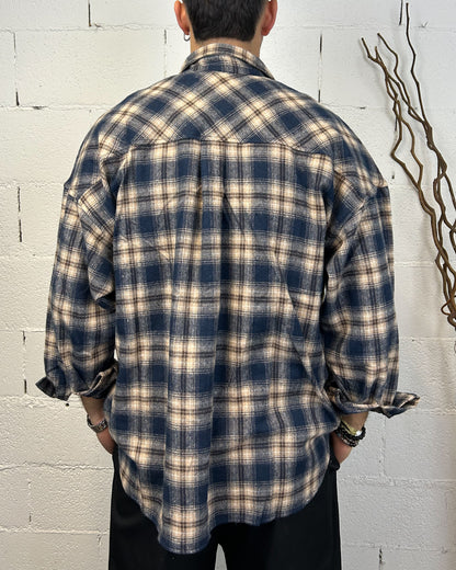 Camicia Flanella DUCA Blue Cropped Oversize