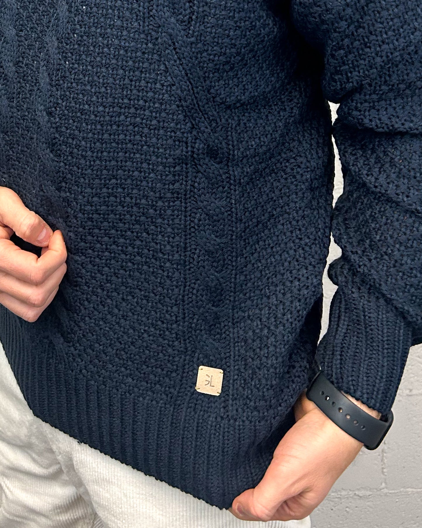 Maglione  GIANNI LUPO trecce Blu Navy