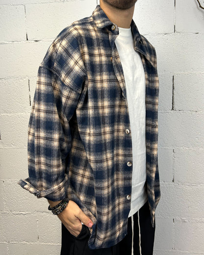 Camicia Flanella DUCA Blue Cropped Oversize