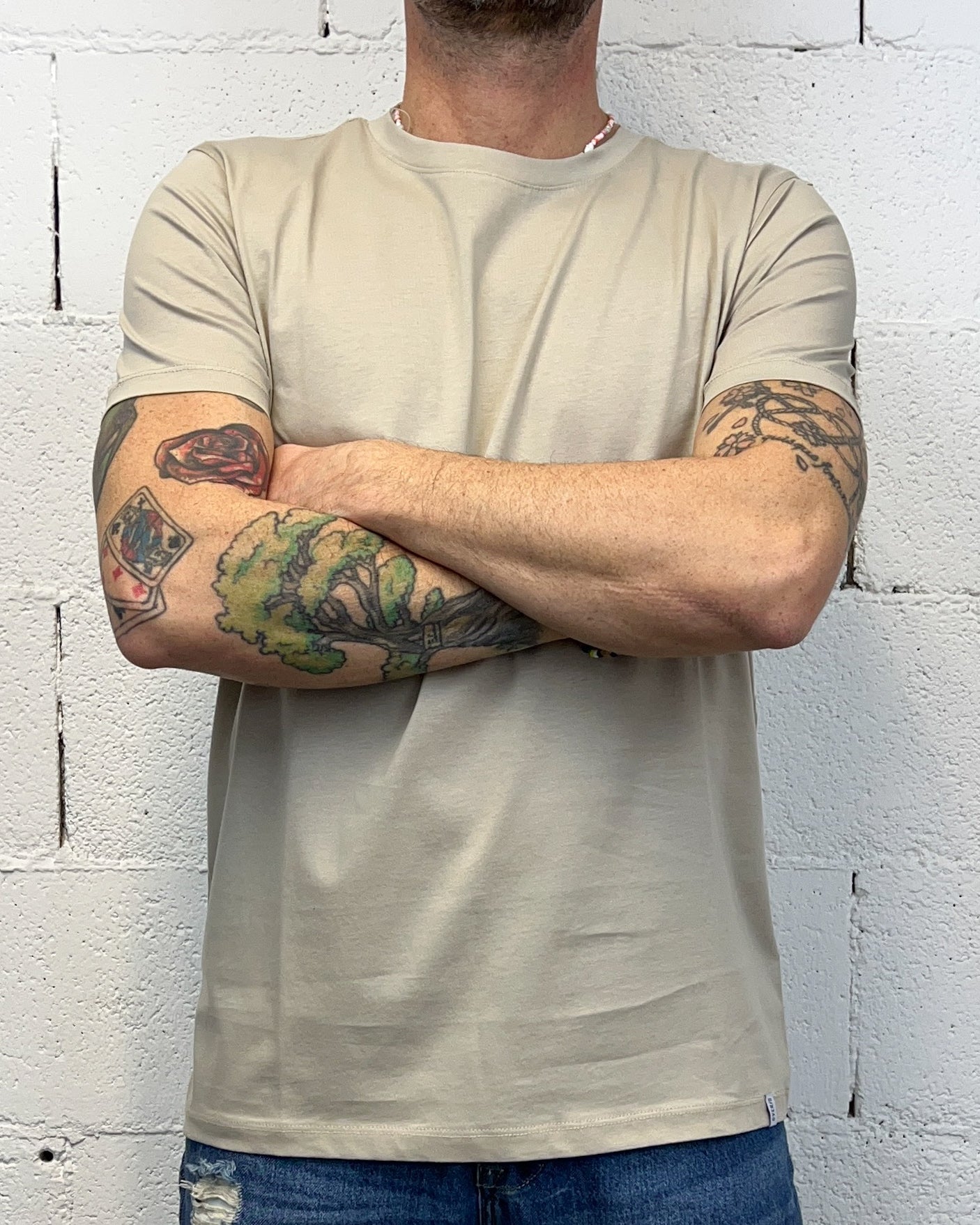 T-shirt Cotone Mercerizzato OVER-D Beige