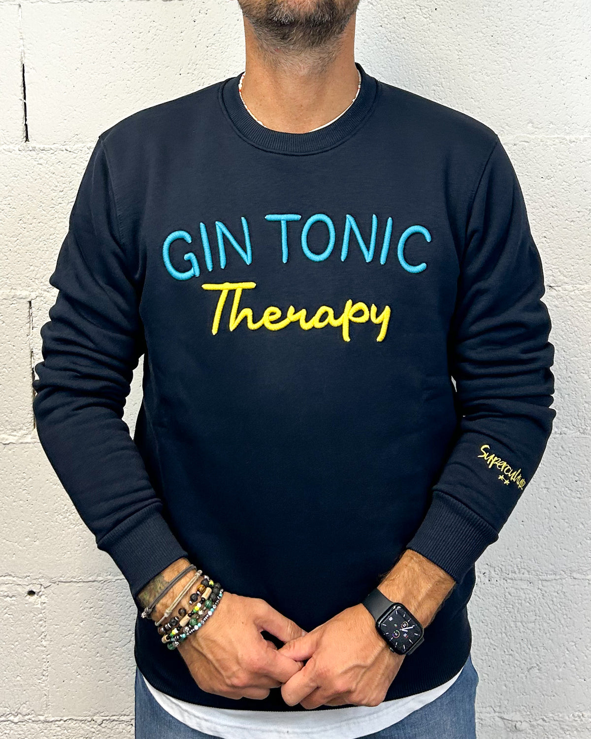 Felpa SUPERCULTURE Gin Therapy Blu