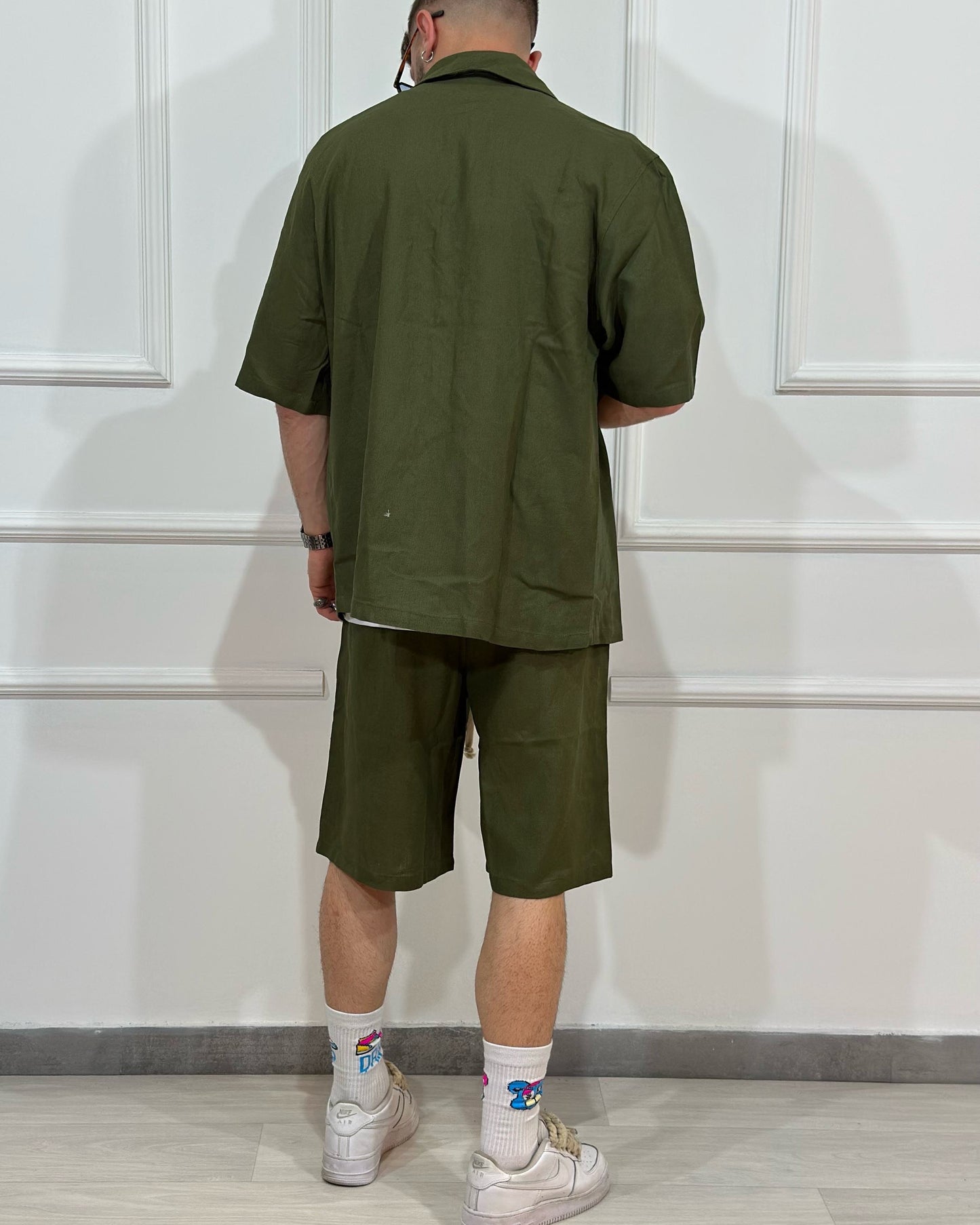 Coordinato Boys Bermuda + Camicia JUST WEST Verde