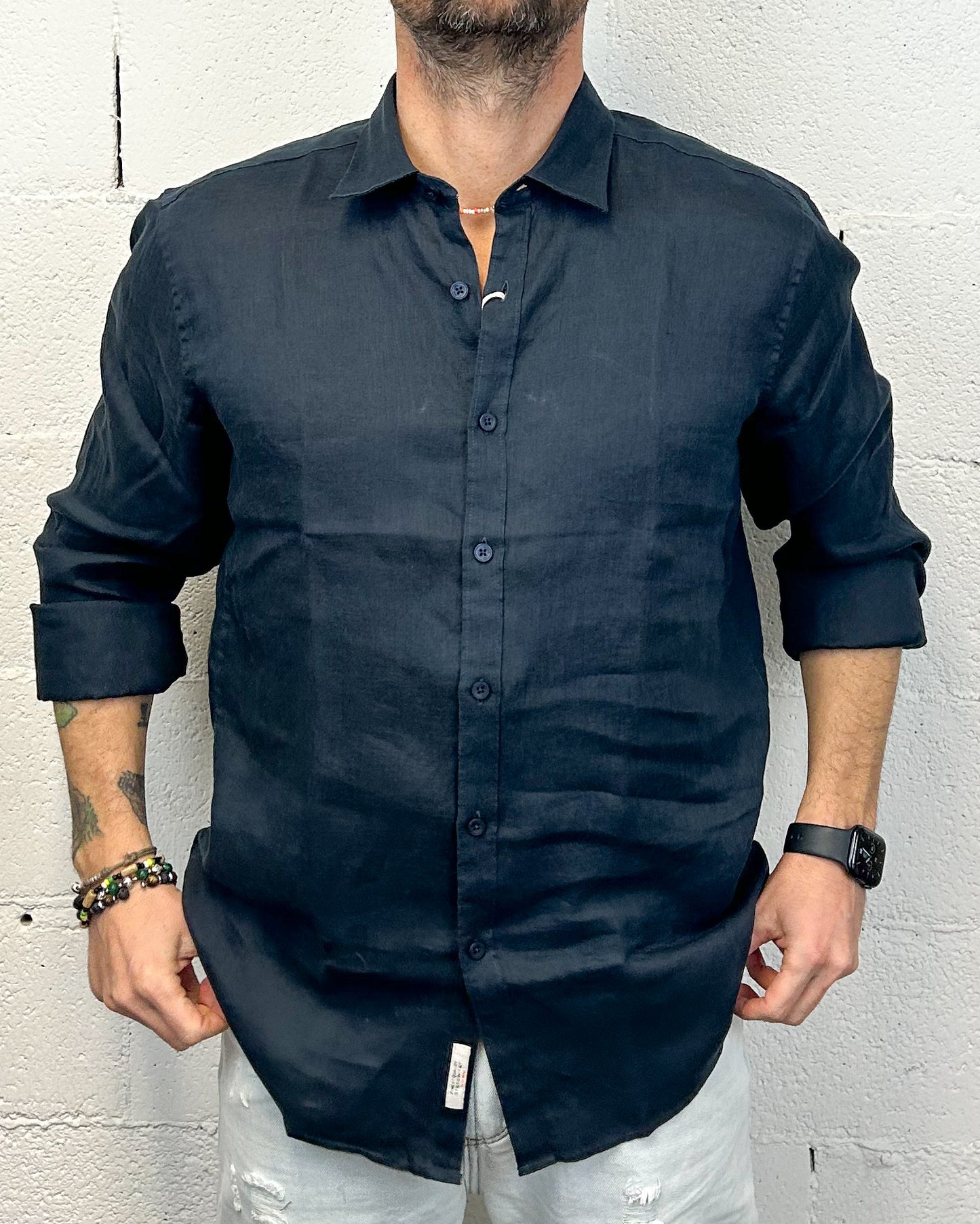 Camicia Lino Classic GIANNI LUPO Navy