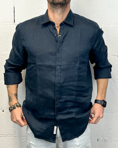 Camicia Lino Classic GIANNI LUPO Navy