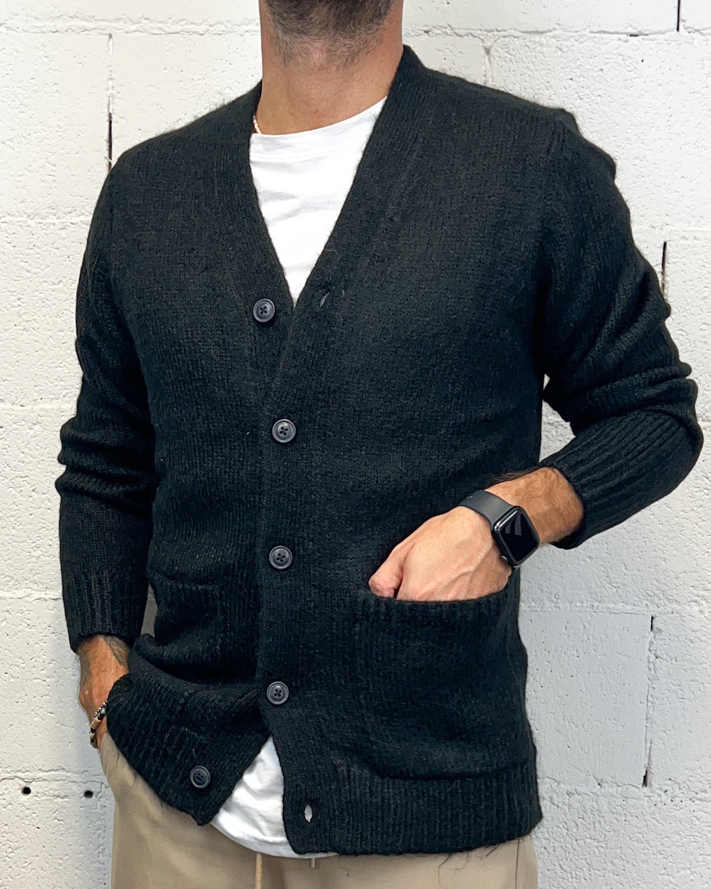 Cardigan Wool OVER-D Nero
