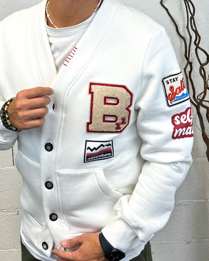 Cardigan Felpa Patch BL11 Cropped OffWhite