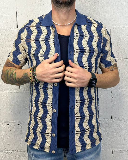 Maglia Aperta OVER-D Strutturata Blu