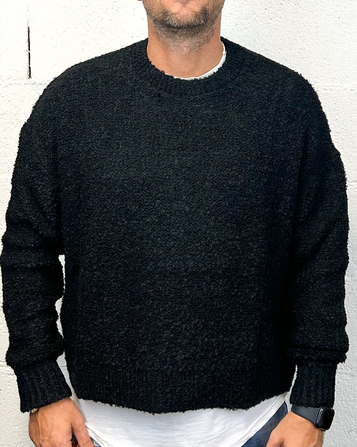 Maglione Cropped OVER-D Bouclè Nero