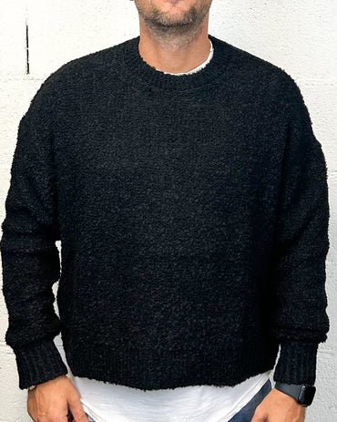 Maglione Cropped OVER-D Bouclè Nero