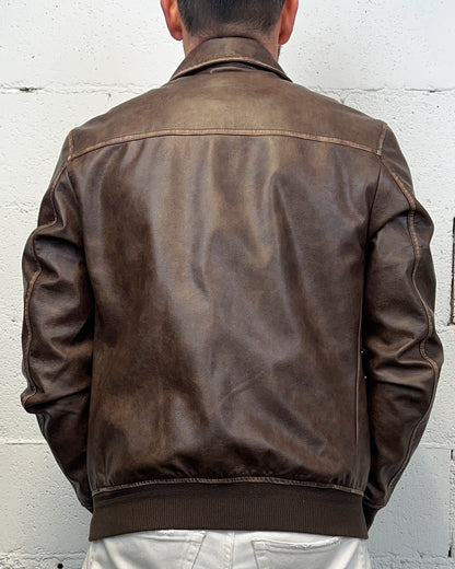 Bomber Ecopelle Invecchiato Moro GIANNI LUPO