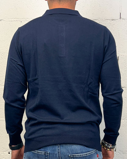 Polo Wool Manica Lunga OVER-D Blu